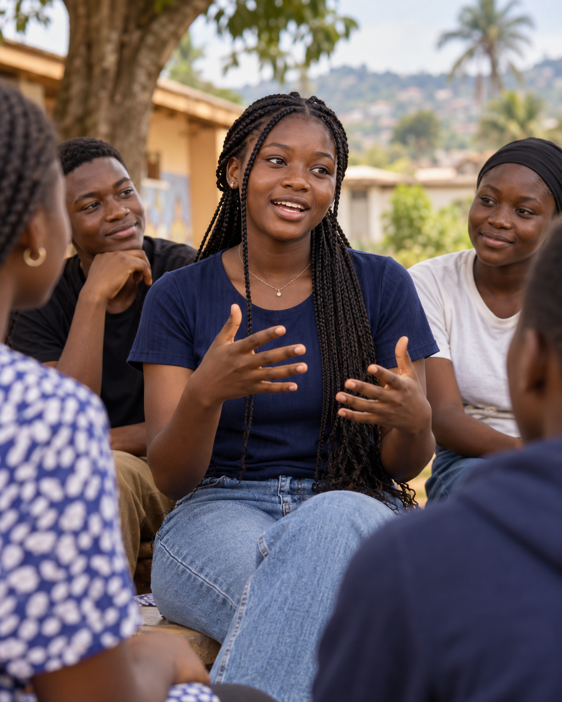 Young African people in conversation outdoors